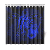 Hawaii Hibiscus Shower Curtain - Harold Turtle - Blue - Polynesian Pride