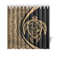 Hawaii Turtle Map Polynesian Shower Curtain - Gold - Circle Style - Polynesian Pride