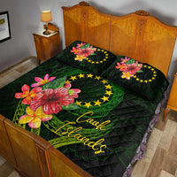 Cook Islands Polynesian Quilt Bed Set - Floral With Seal Flag Color - Polynesian Pride