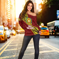 Tonga Vava'u High School Tongan Patterns Women Off Shoulder Sweater - LT12 - Polynesian Pride