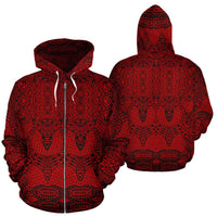 Polynesian Zip up Hoodie Tribal 15 Unisex Red - Polynesian Pride