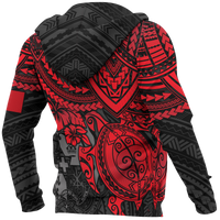 Tonga Polynesian Hoodie (Zip up) Red Turtle - Polynesian Pride