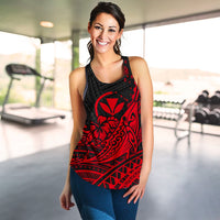 Hawaii Humpback Whale With Hibiscus Tribal Red Women Tank Top - LT12 - Polynesian Pride