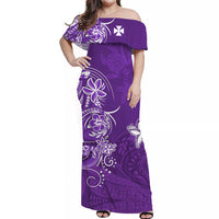 Custom Wallis et Futuna Matching Dress and Hawaiian Shirt Polynesia Purple Sea Turtle and Flowers LT13 - Polynesian Pride