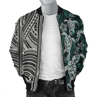 Polynesian Bomber Jacket - Turtle With Ethnic Motives And Floral Elements - LT20 - Polynesian Pride