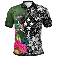 Kosrae Custom Polo Shirt Turtle Plumeria Banana Leaf Unisex Black - Polynesian Pride