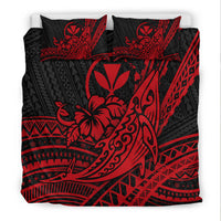Hawaii Humpback Whale With Hibiscus Tribal Red Bedding Set - LT12 - Polynesian Pride