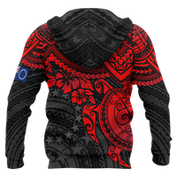 Cook Islands Polynesian Zip up Hoodie Red Turtle - Polynesian Pride