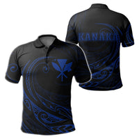 Kanaka Polo Shirt Frida Style Blue Unisex Black - Polynesian Pride