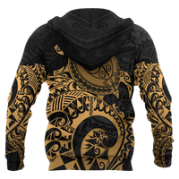 American Samoa Polynesian Zip up Hoodie Polynesian Turtle (Golden) - Polynesian Pride