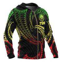 Federated States of Micronesia All Over Zip up Hoodie Reggae Tribal Wave - Polynesian Pride