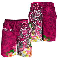 Tahiti Custom Personalised Men's Shorts - Turtle Plumeria (Pink) - Polynesian Pride