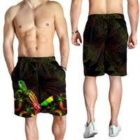 Tokelau Polynesian Men's Shorts - Turtle With Blooming Hibiscus Reggae - Polynesian Pride