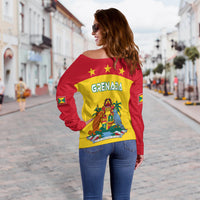 Grenada Women Off Shoulder Power Grenada Mix Coat of Arms LT13 - Polynesian Pride