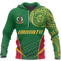 Vanuatu Active Special Hoodie Vanuatu Coat of Arms Polynesian Tattoo Unisex Green - Polynesian Pride