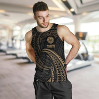 Tahiti Polynesian Men's Tank Top - Gold Tribal Wave - Polynesian Pride