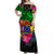 Cook Islands Off Shoulder Long Dress Alluring Polynesia and Tropical Flowers LT13 Women Black - Polynesian Pride