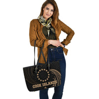 Cook Islands Polynesian Leather Tote Bag - Gold Tribal Wave - Polynesian Pride