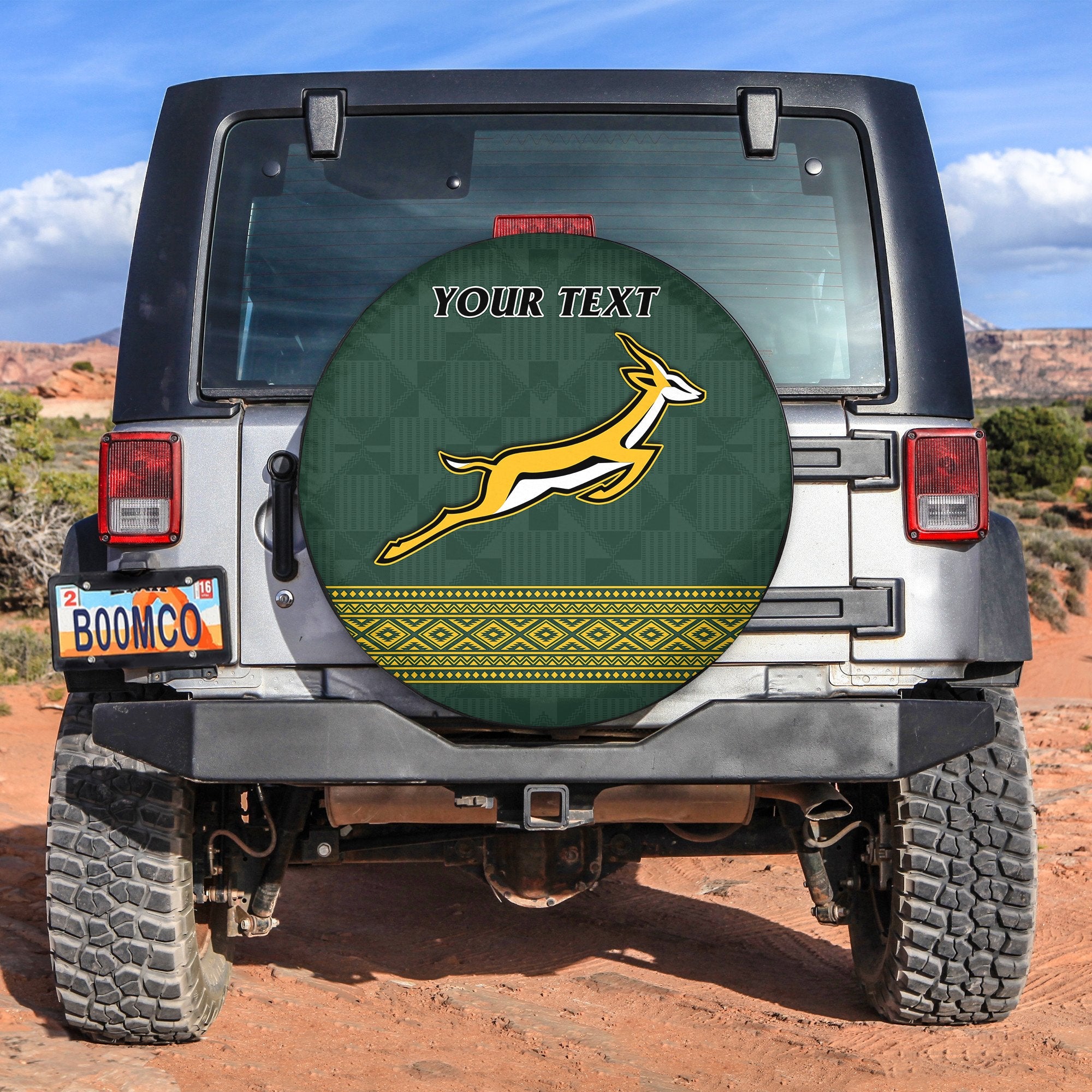 (Custom Personalised) South Africa Protea Spare Tire Cover Rugby Go Springboks Ver.01 LT13 Green - Polynesian Pride
