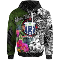 Samoa Custom Hoodie Turtle Plumeria Banana Leaf Unisex Black - Polynesian Pride