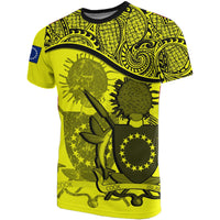 Cook islands Yellow Coat of Arms T Shirt Unisex Black - Polynesian Pride
