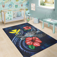 Hawaii Polynesian Area Rug - Blue Turtle Hibiscus - Polynesian Pride