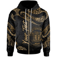 Niue Polynesian Custom Zip Hoodie Polynesian Tattoo Gold Version Unisex Gold - Polynesian Pride
