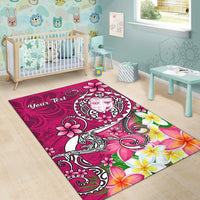 Fiji Custom Personalised Area Rug - Turtle Plumeria (Pink) - Polynesian Pride