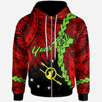 Papua New Guinea Southern Highlands Province Polynesian Custom Zip Hoodie Tribal Wave Tattoo Unisex Red - Polynesian Pride