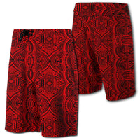 Hawaii Polynesian Symmetry Board Shorts Red Men Red - Polynesian Pride