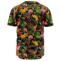 Seamless Tropical Flower Plant And Leaf Pattern Baseball Jersey - Polynesian Pride