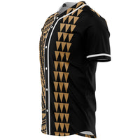 Hawaii Polynesian Kakau Baseball Jersey V.3 - Freestyle - Gold - Polynesian Pride