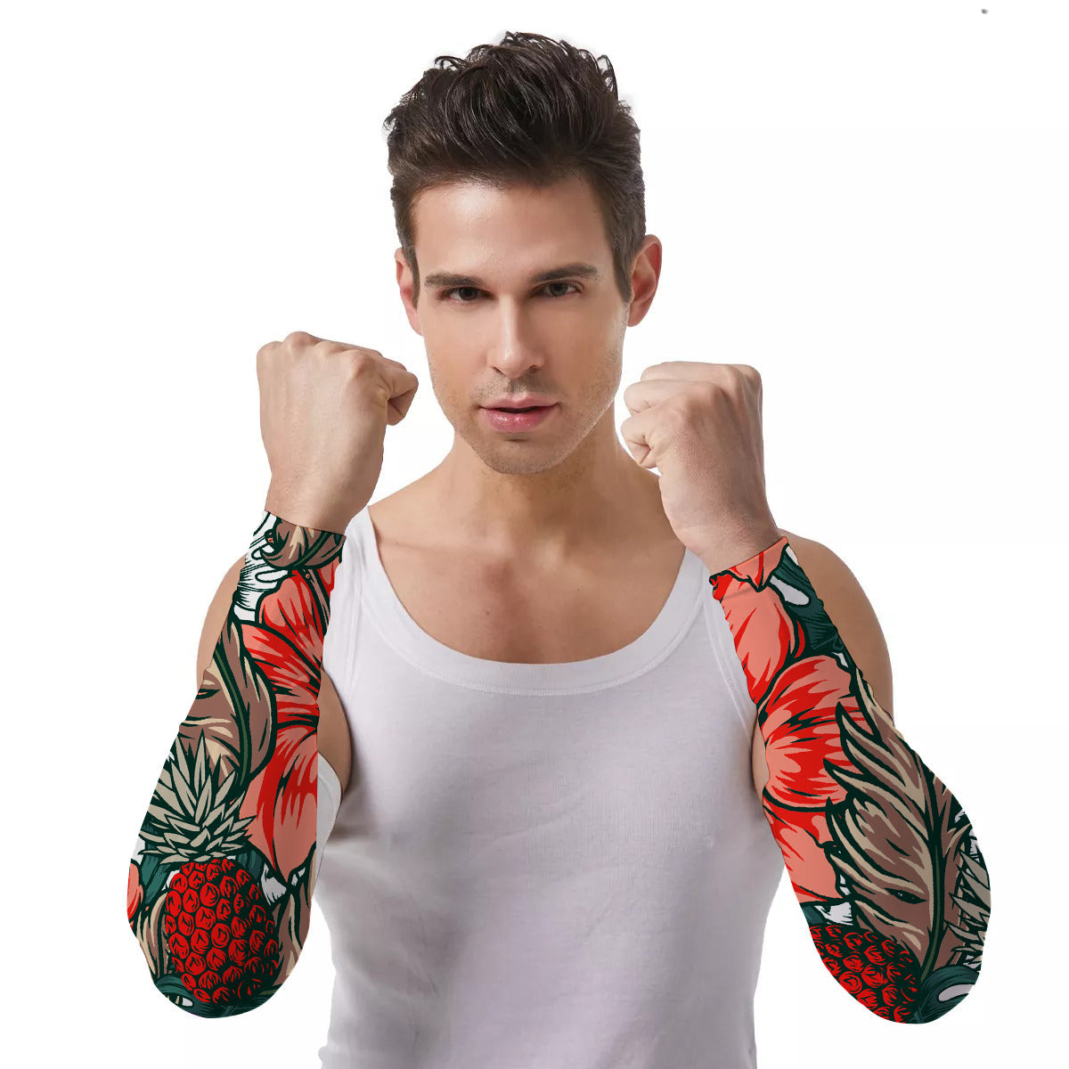 Arm Sleeves (Set of Two) Polynesia Pineapples and Flowers Ver.03 LT13 Set of 2 Art - Polynesian Pride