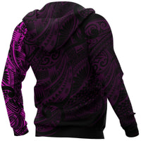 Maori Tattoo Style All Over Hoodie Pink Version - Polynesian Pride