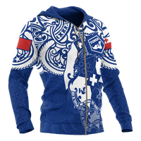 Tonga Polynesian Hoodie (Zip up) Tongan Pride (Bright Blue) - Polynesian Pride