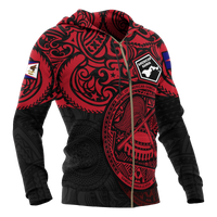 American Samoa Zip up Hoodie National Pride (Red) - Polynesian Pride