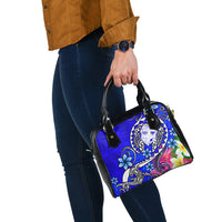 Fiji Shoulder Handbag - Turtle Plumeria (Blue) - Polynesian Pride