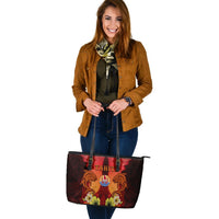 Tahiti Large Leather Tote - Tribal Tuna Fish - Polynesian Pride