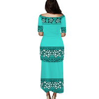 NE Fiji Bula Dress Tapa Turtles And Hibiscus Puletasi Dress Ver.05 LT14 - Polynesian Pride