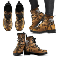 Celtic Dragon Leather Boots - Celtic Dragon With Cross Vintage Style - Polynesian Pride