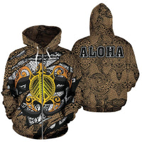 Honu Polynesian Gold Hawaii Turtle Hoodie (Zip) Unisex Gold - Polynesian Pride