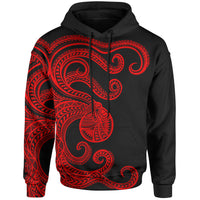 Polynesian Octopus Hoodie Red Color Unisex Red - Polynesian Pride