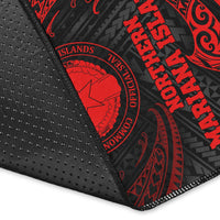 Northern Mariana Islands Polynesian Area Rug - Red Tribal Wave - Polynesian Pride