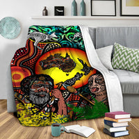 Australia Aboriginal Kangaroo Combine New Zealand Maori Kiwi Bird Blanket - LT2 - Polynesian Pride