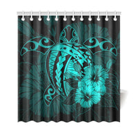 Hawaii Hibiscus Shower Curtain - Harold Turtle - Turquoise - Polynesian Pride