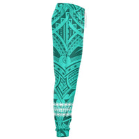 Hawaii Warrior Map Turquoise Kakau Joggers - Polynesian Pride