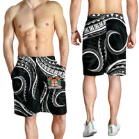 Fiji Coat of Arms Men Short Polynesian mix Coconut Pattern LT13 Men's Shorts Black - Polynesian Pride