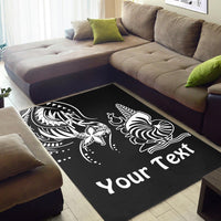 (Custom Personalised) New Caledonia Area Rug Emblem Nautilus Shell Version Black LT13 - Polynesian Pride