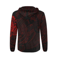 Maori Tattoo Style All Over Zip Hoodie Red Version - Polynesian Pride