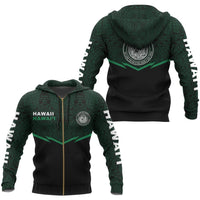 Hawaii Polynesian Zipper Hoodie Green Energy Style Unisex Green - Polynesian Pride